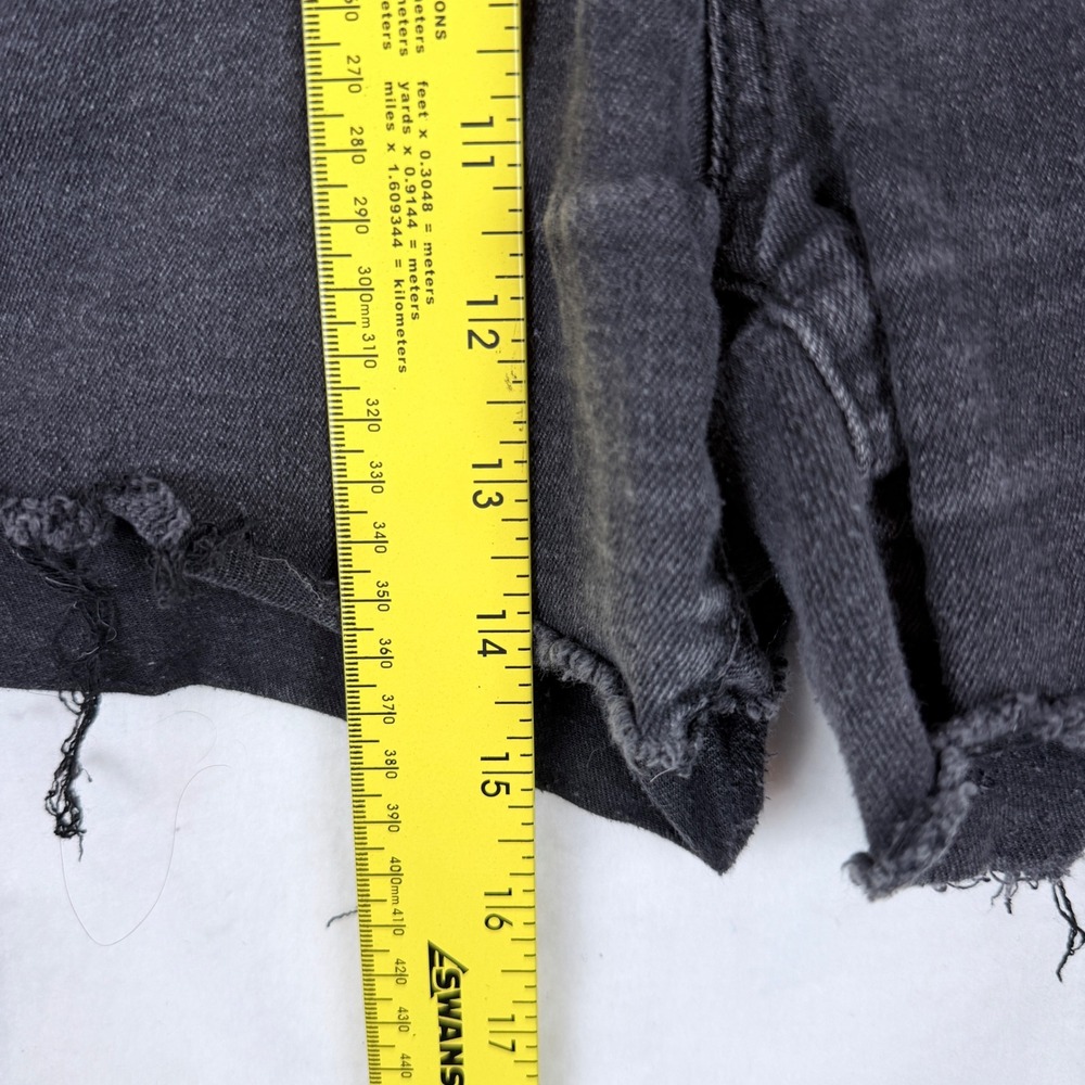 Refuge Denim Nashville Shorts Juniors 9 Black High Rise Button Fly Distressed - Picture 5 of 9